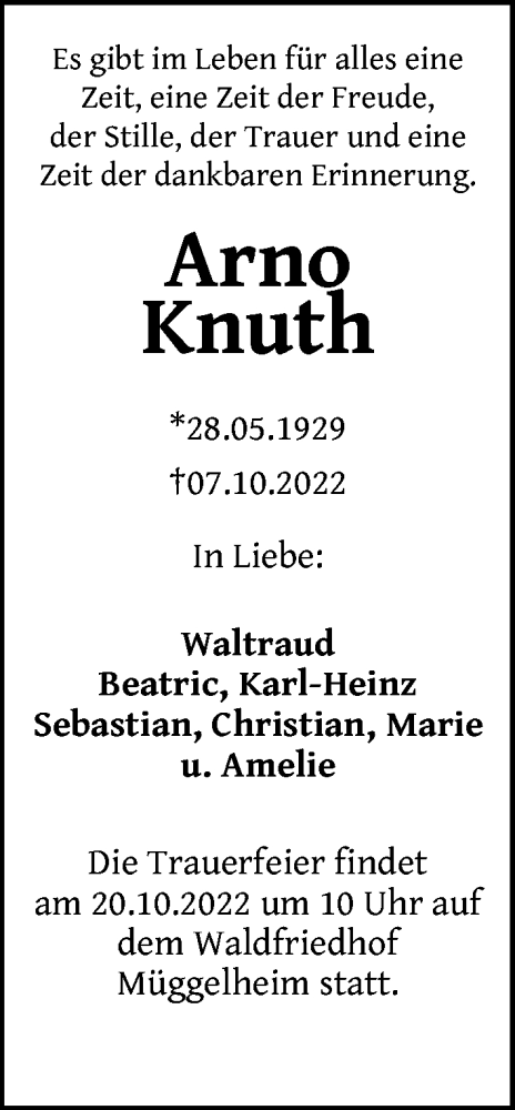 Traueranzeige von Arno Knuth von Berliner Zeitung