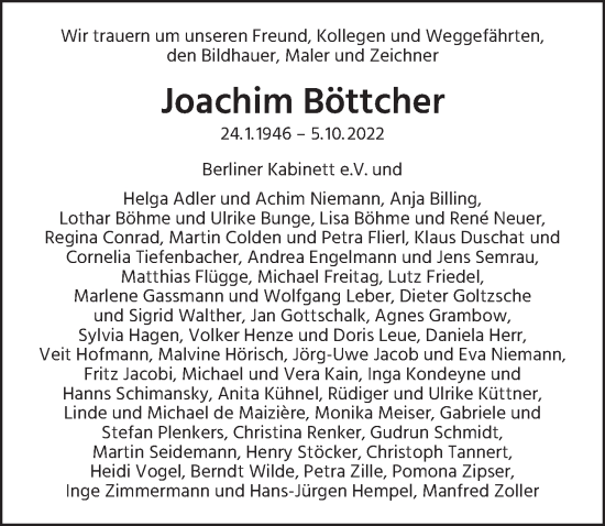 Traueranzeige von Joachim Böttcher von Berliner Zeitung