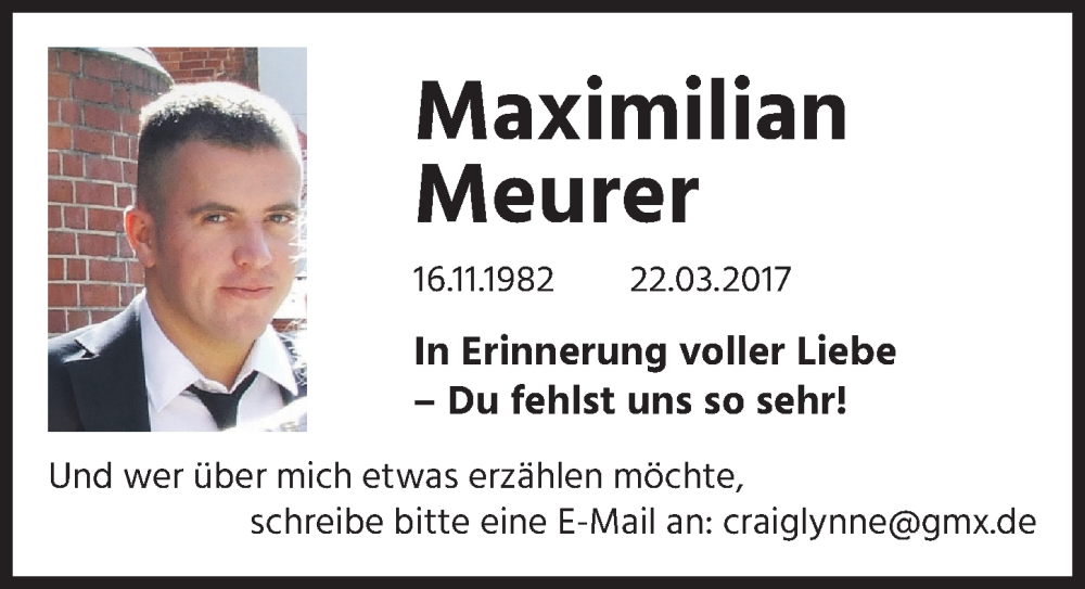  Traueranzeige für Maximilian Meurer vom 16.11.2022 aus Berliner Zeitung