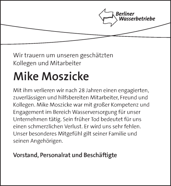 Traueranzeige von Mike Moszicke von Berliner Zeitung