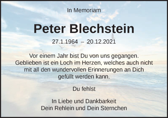 Traueranzeige von Peter Blechstein von Berliner Zeitung