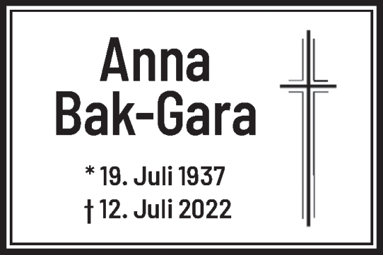 Traueranzeige von Anna Bak-Gara von Berliner Zeitung