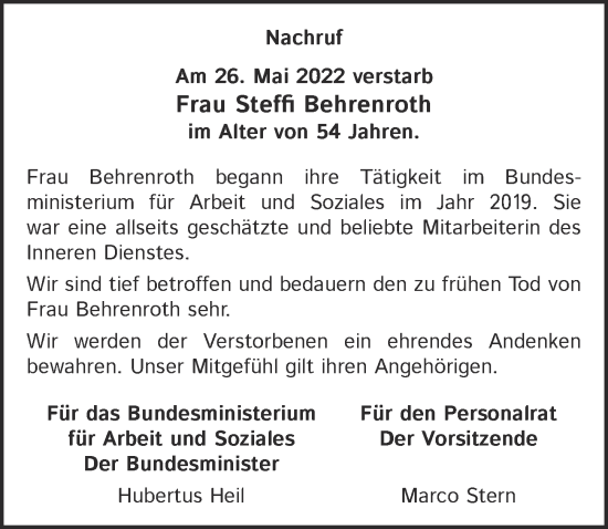 Traueranzeige von Steffi Behrenroth von Berliner Zeitung