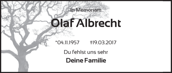 Traueranzeige von Olaf Albrecht von Berliner Zeitung