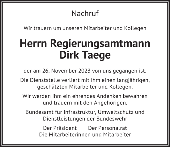 Traueranzeige von Dirk Taege von Berliner Zeitung