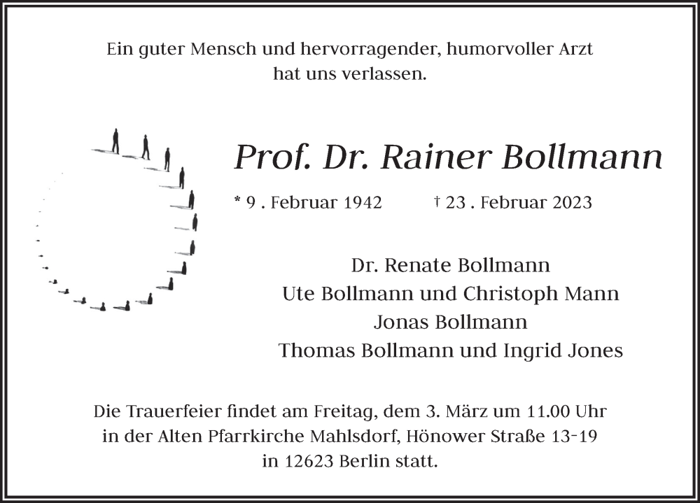  Traueranzeige für Rainer Bollmann vom 25.02.2023 aus Berliner Zeitung