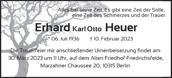 Traueranzeige von Erhard Karl Otto Heuer von Berliner Zeitung