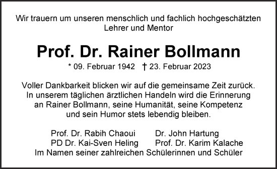 Traueranzeige von Rainer Bollmann von Berliner Zeitung