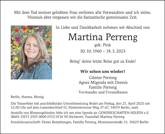 Traueranzeige von Martina Perreng von Berliner Zeitung