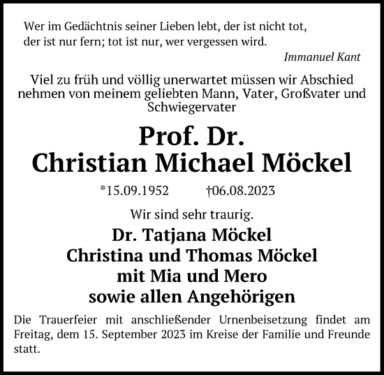 Traueranzeige von Christian Michael Möckel von Berliner Zeitung