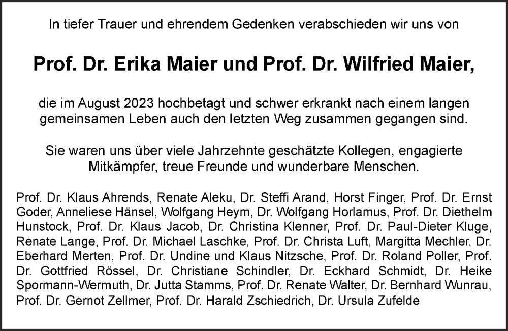  Traueranzeige für Erika Maier vom 09.09.2023 aus Berliner Zeitung