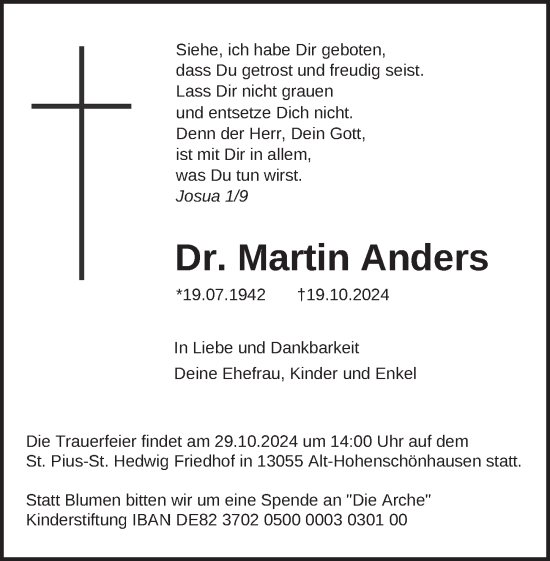 Traueranzeige von Martin Anders von Berliner Zeitung