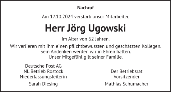 Traueranzeige von Jörg Ugowski von Berliner Zeitung