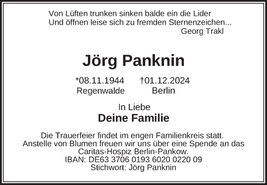 Traueranzeige von Jörg Panknin von Berliner Zeitung