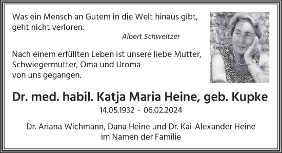 Traueranzeige von Katja Maria Heine von Berliner Zeitung