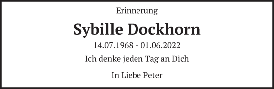 Traueranzeige von Sybille Dockhorn von Berliner Zeitung