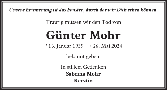 Traueranzeige von Günter Mohr von Berliner Zeitung