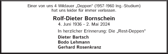 Traueranzeige von Rolf-Dieter Bornschein von Berliner Zeitung