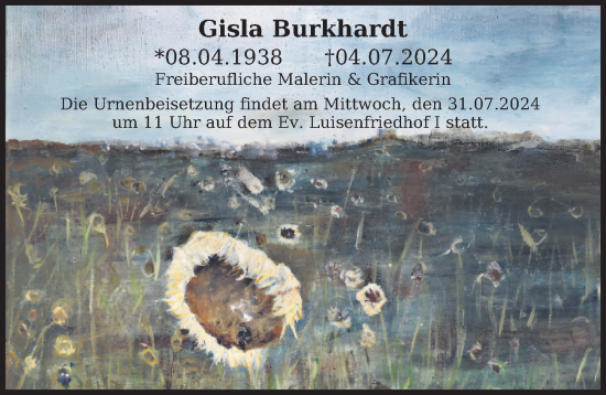 Traueranzeige von Gisla Burkhardt von Berliner Zeitung