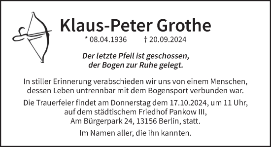 Traueranzeige von Klaus-Peter Grothe von Berliner Zeitung