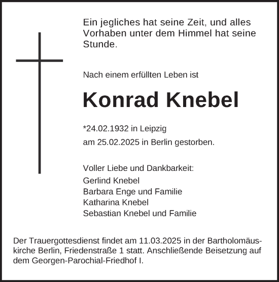 Traueranzeige von Konrad Knebel von Berliner Zeitung