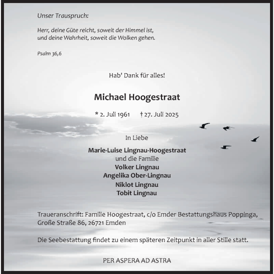 Traueranzeige von Michael Hoogestraat von Berliner Zeitung