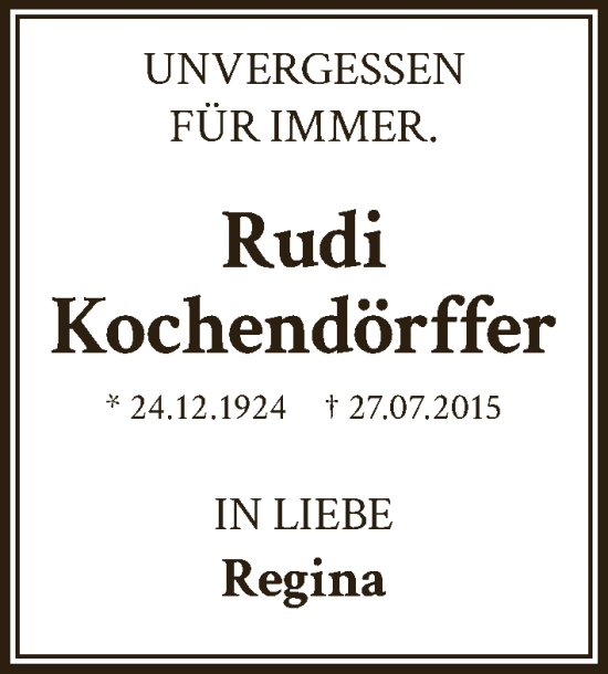 Traueranzeige von Rudi Kochendörffer von Berliner Zeitung
