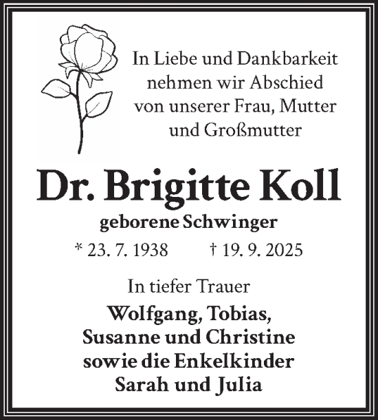 Traueranzeige von Brigitte Koll von Berliner Zeitung