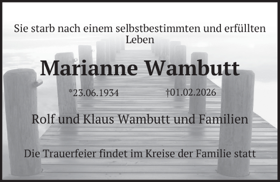 Traueranzeige von Marianne Wambutt von Berliner Zeitung